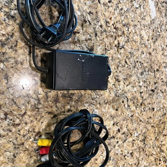 Nintendo GameCube with two controllers and cables, Super Smash Melee game